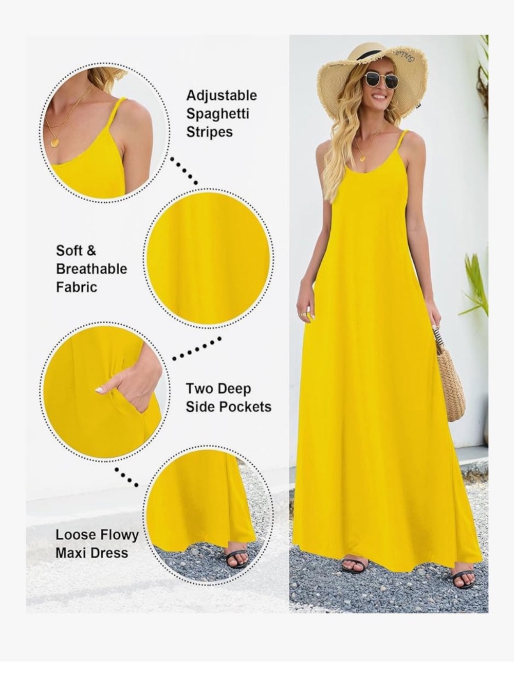 Yellow Spaghetti Strap Maxi Dress